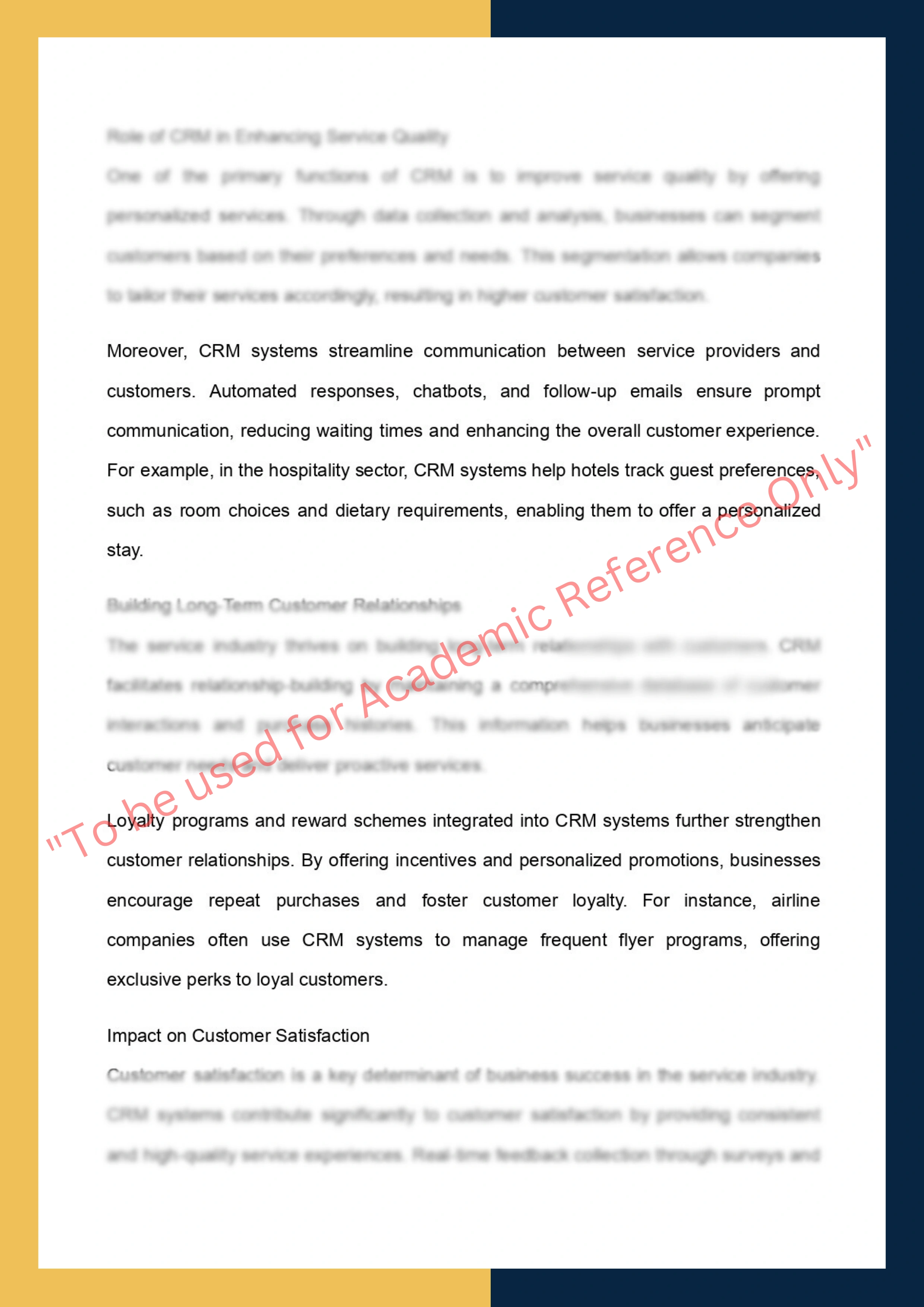 Assignment sample solution of MKTG30003 - Service and Relationship Marketing 1